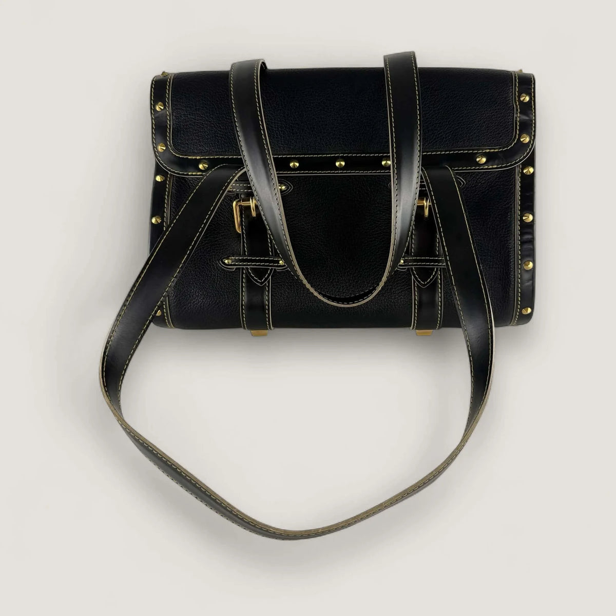 Achterkant Authentieke zwarte leren Louis Vuitton tas 2005