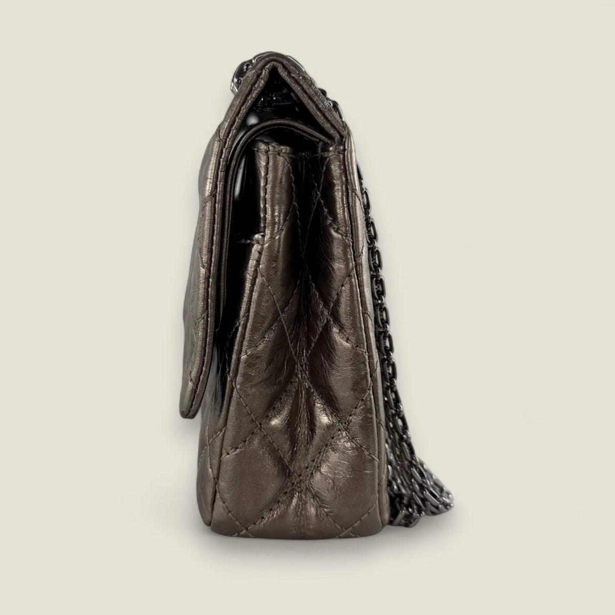 Chanel Reissue metallic bronze leather bag medium