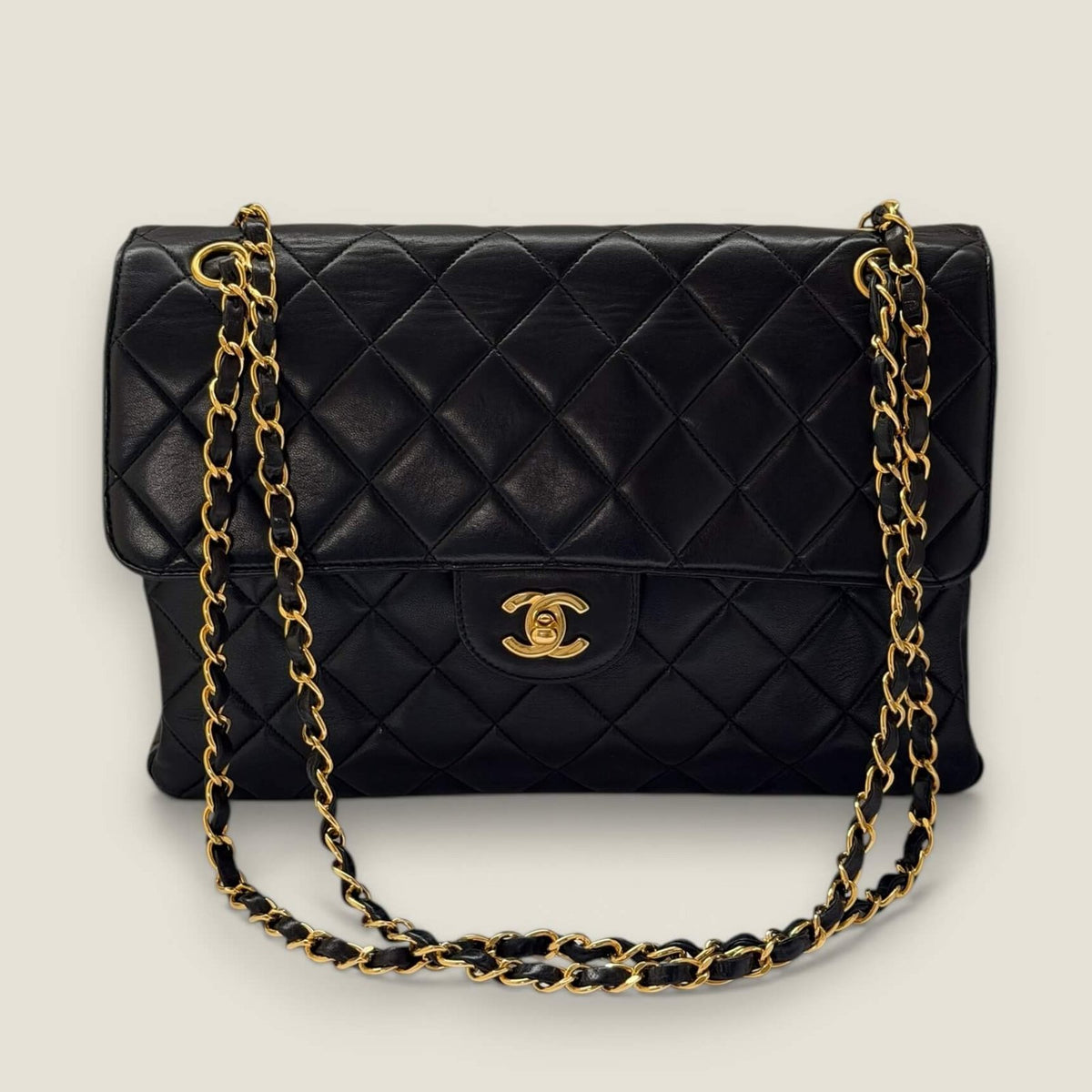 Chanel Jumbo double sided flap bag black lambskin<br>