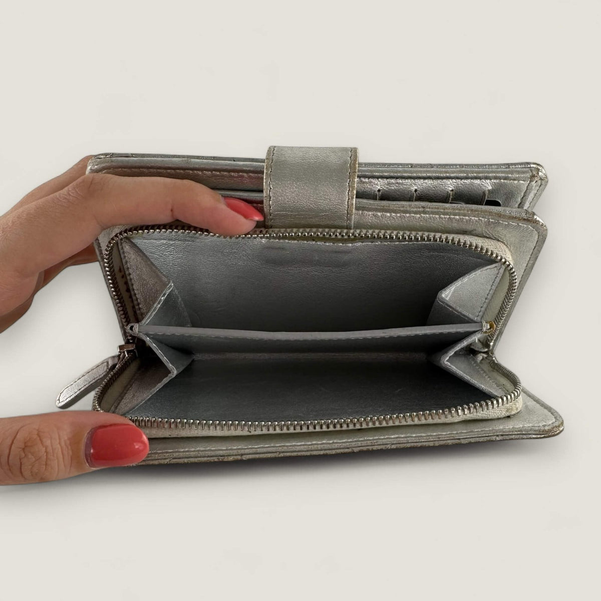 Chanel wallet authentic silver