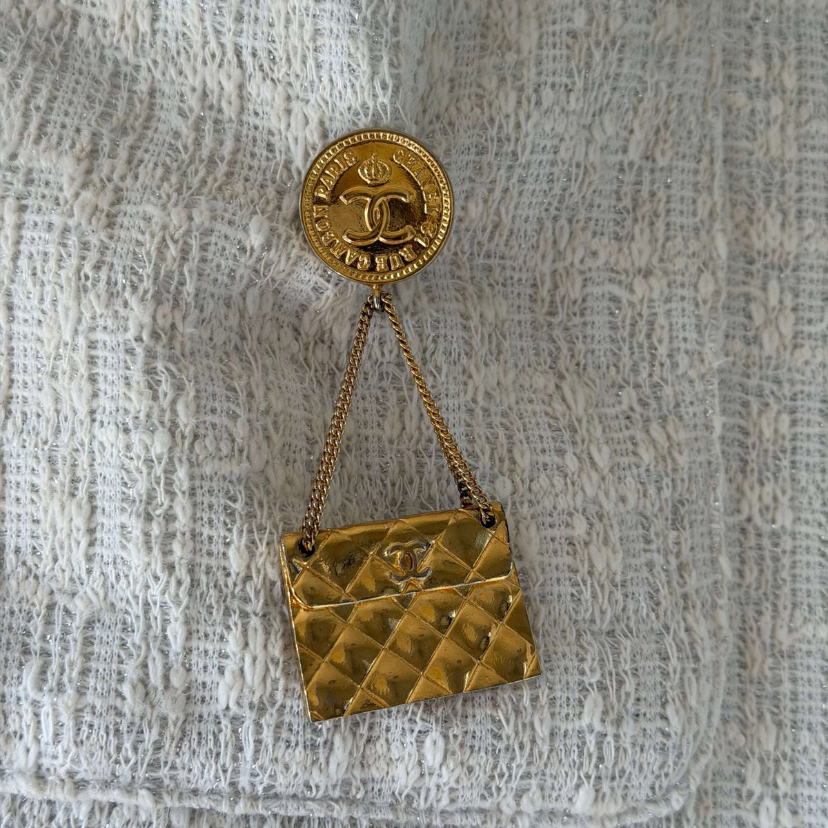 Chanel vintage purse brooch 24k gold plated - pre-owned