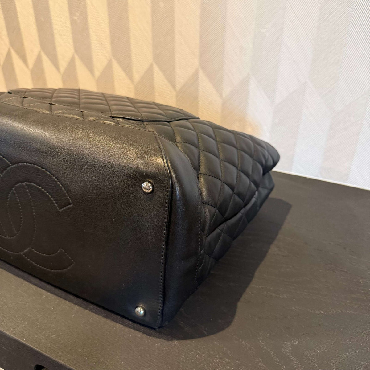 Corners of second-hand Chanel tote bag