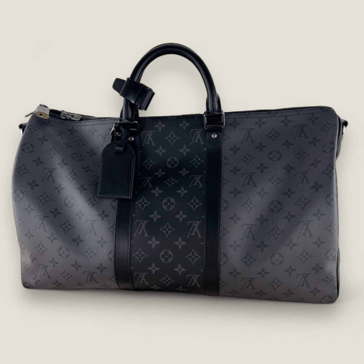 Louis Vuitton Keepall 50 back with black vachetta leather