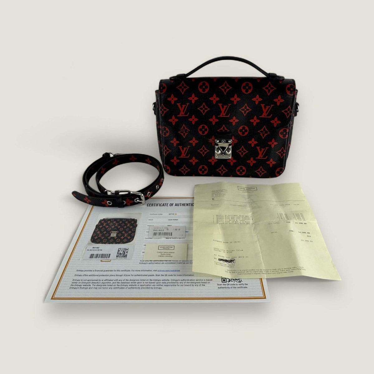 Louis Vuitton bag pre-owned original sale invoice