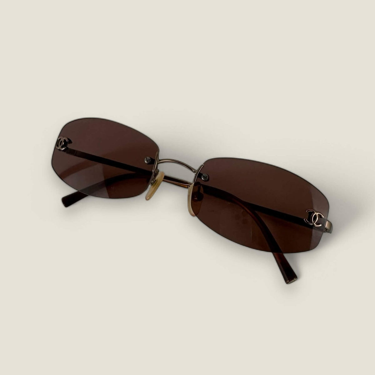 Original Chanel sunglasses, vintage Y2K style, pink lenses