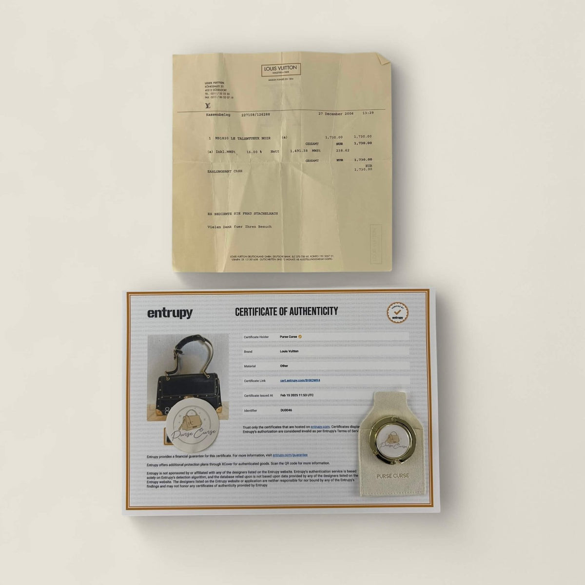 Original receipt Louis Vuitton bag