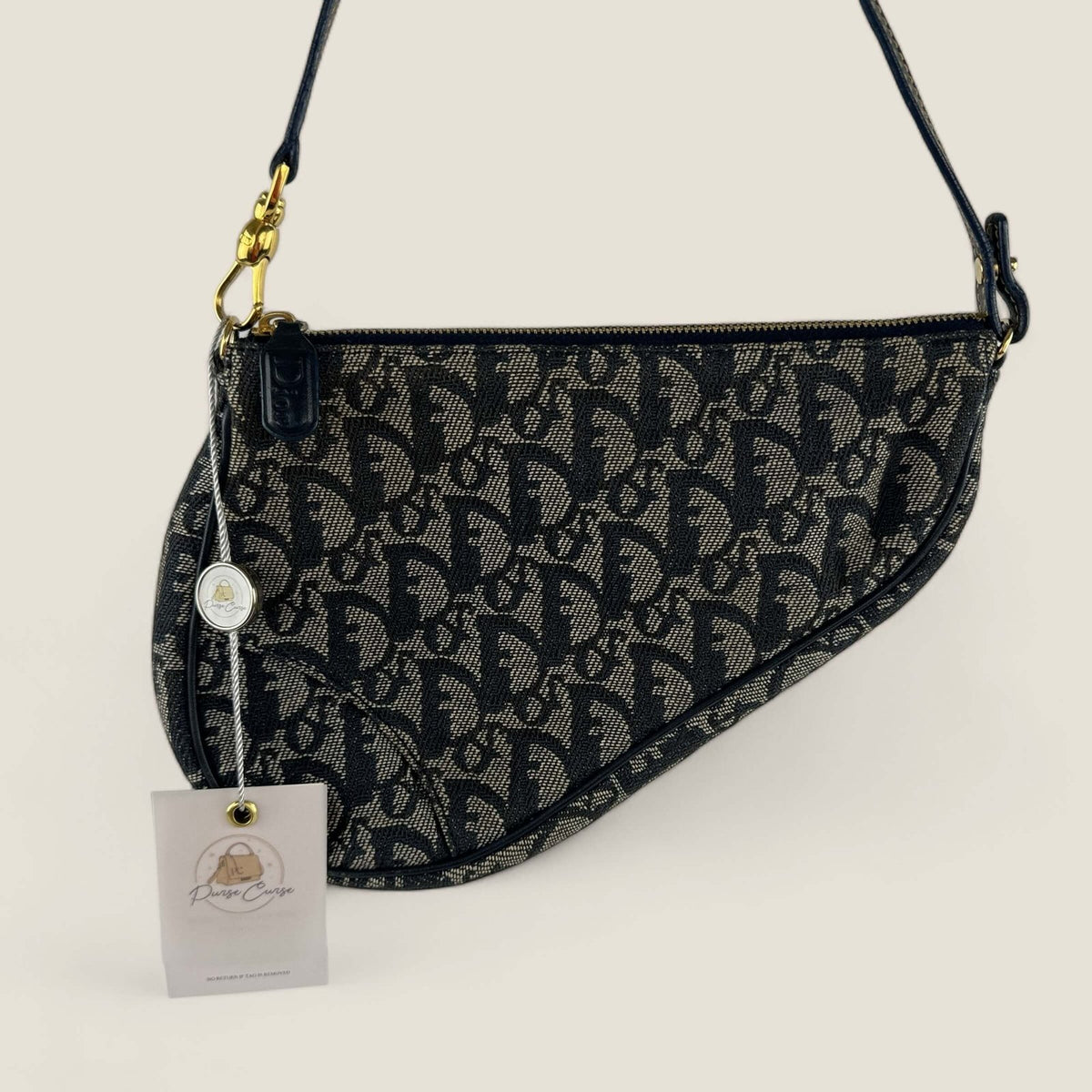 Pre-owned Christian Dior monogram canvas oblique mini saddle bag