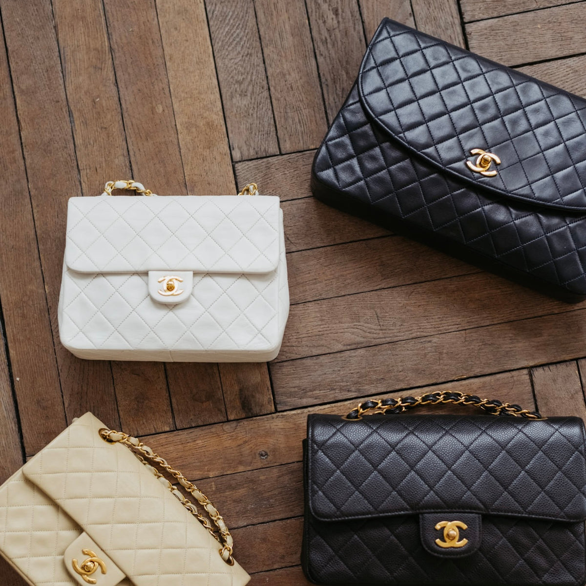Vintage Chanel bags lambskin and caviar leather