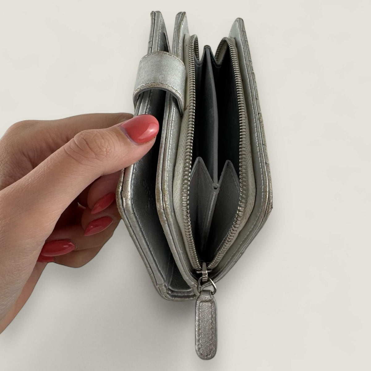 Interior zip pocket Chanel wallet
