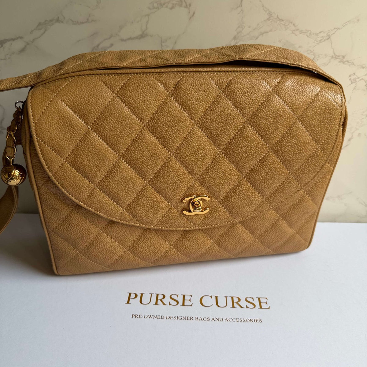 Chanel CC quilted camera bag caviar leer