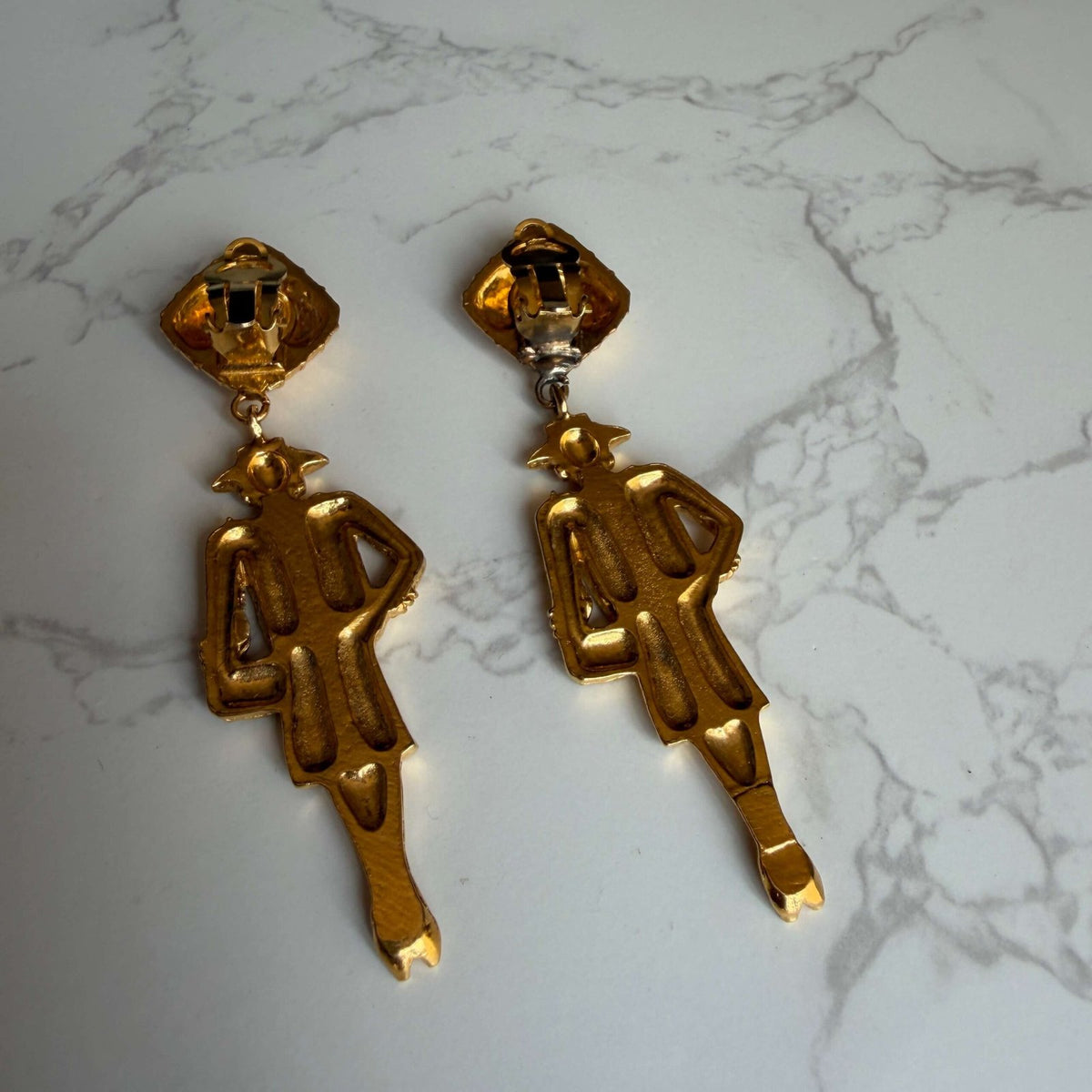 Chanel Mademoiselle Gold Clip Earrings Golden