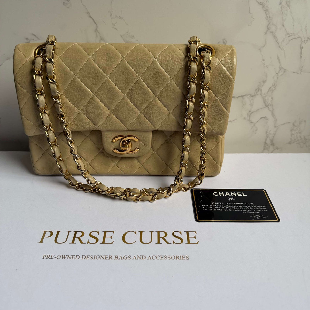 Chanel classic flap bag schoudertas goud ketting