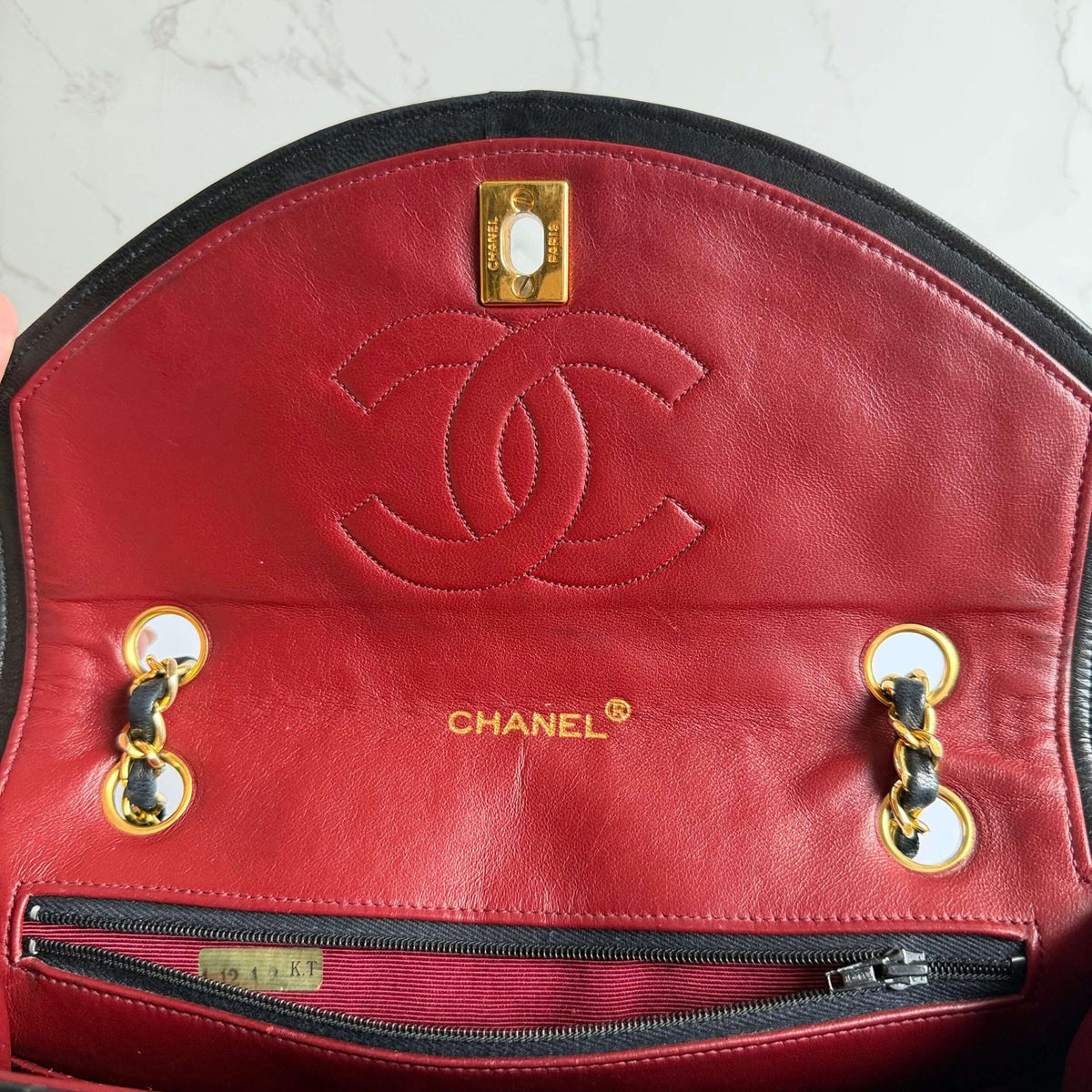 Chanel double chain flap bag black 1980s Chanel bag