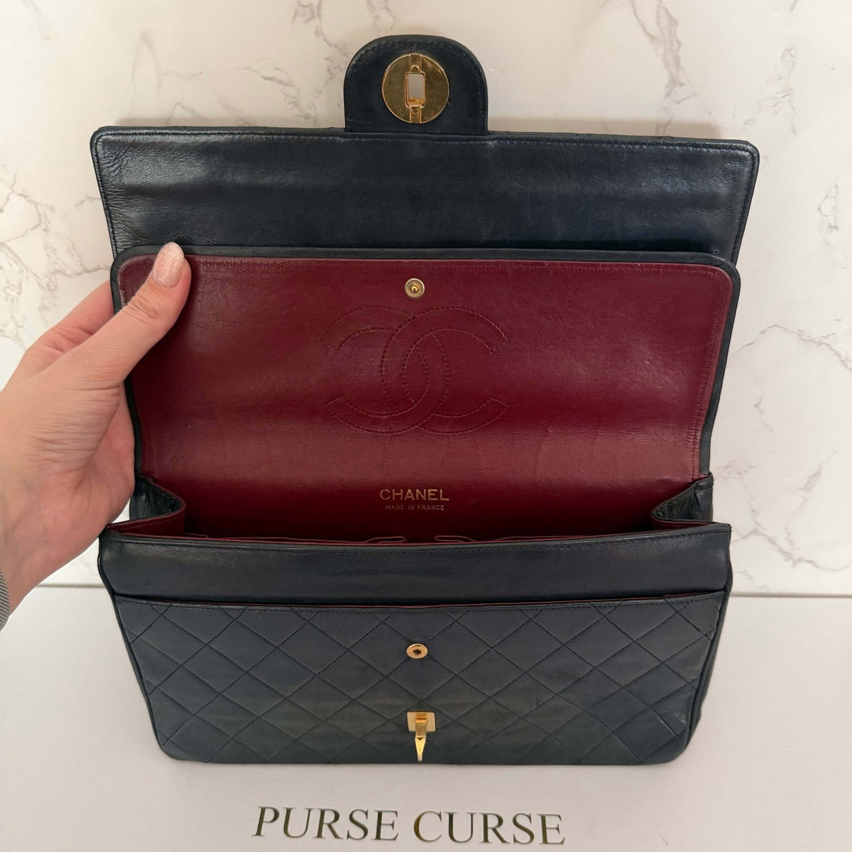Chanel double flap medium interior flap detail