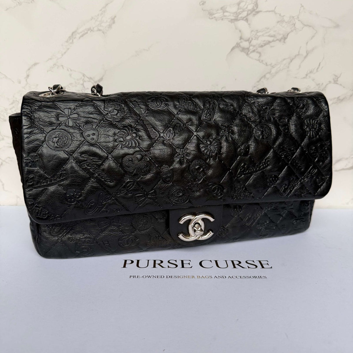 Chanel jumbo lucky symbols leerstructuur close up