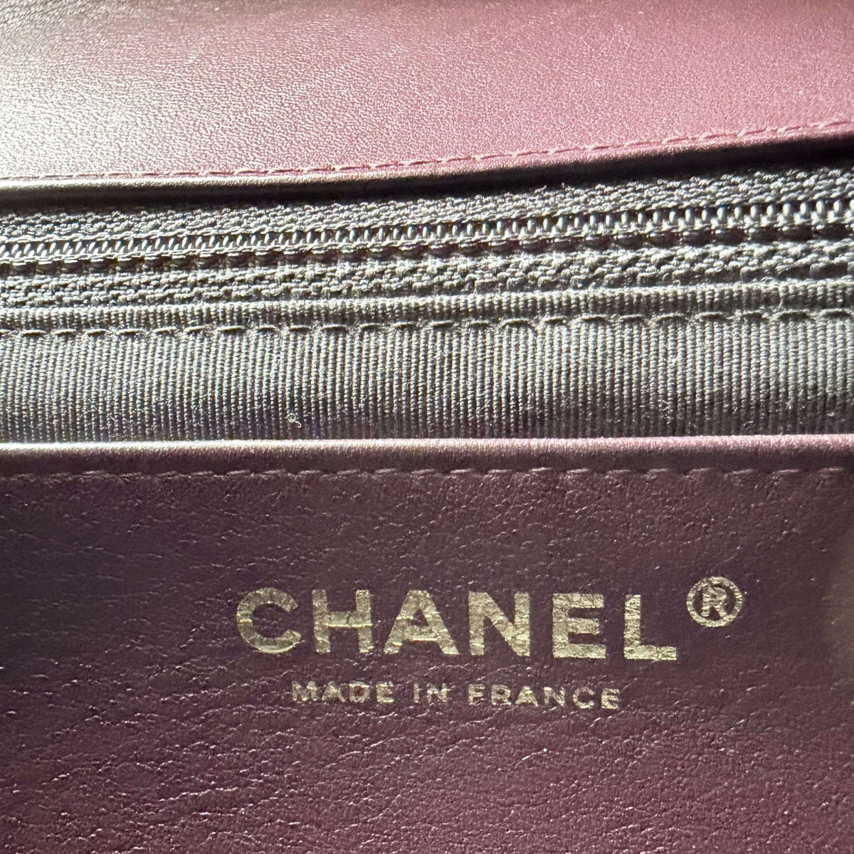 Chanel single flap bag binnenkant burgundy