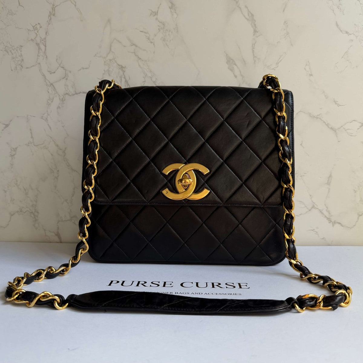 Chanel vintage crossbody 1994-1996 black lambskin XL CC turnlock