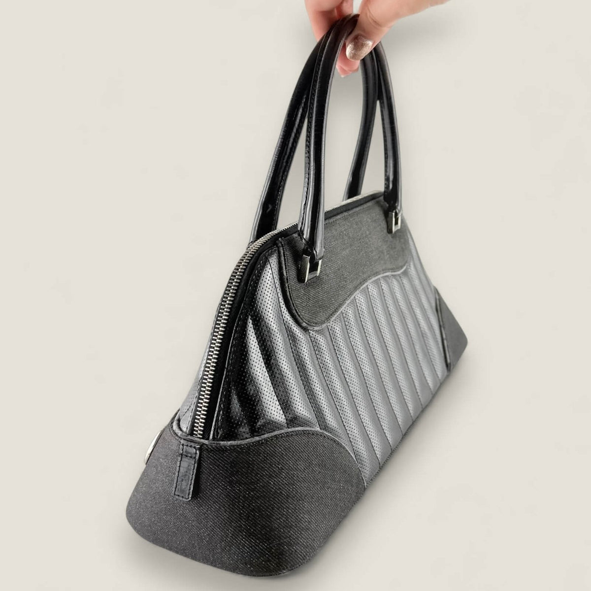 Christian Dior top handle bag from 2001 with denim details and edgy, elegant look