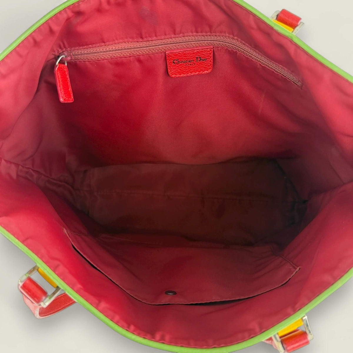 Dior Trotter tote bag rood canvas interieur
