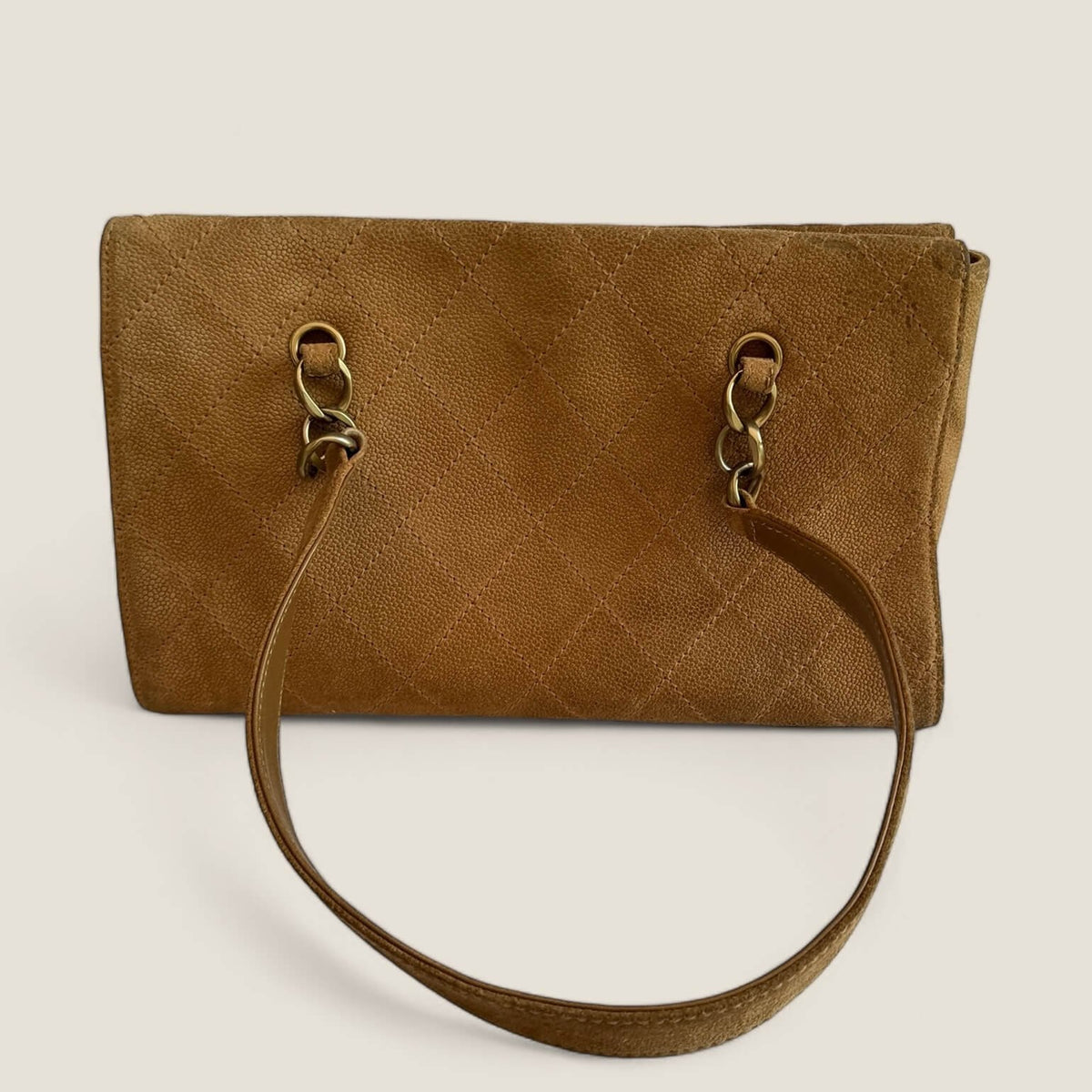 Pre-owned Chanel handbag designer authentic 2002-2003 brown suede