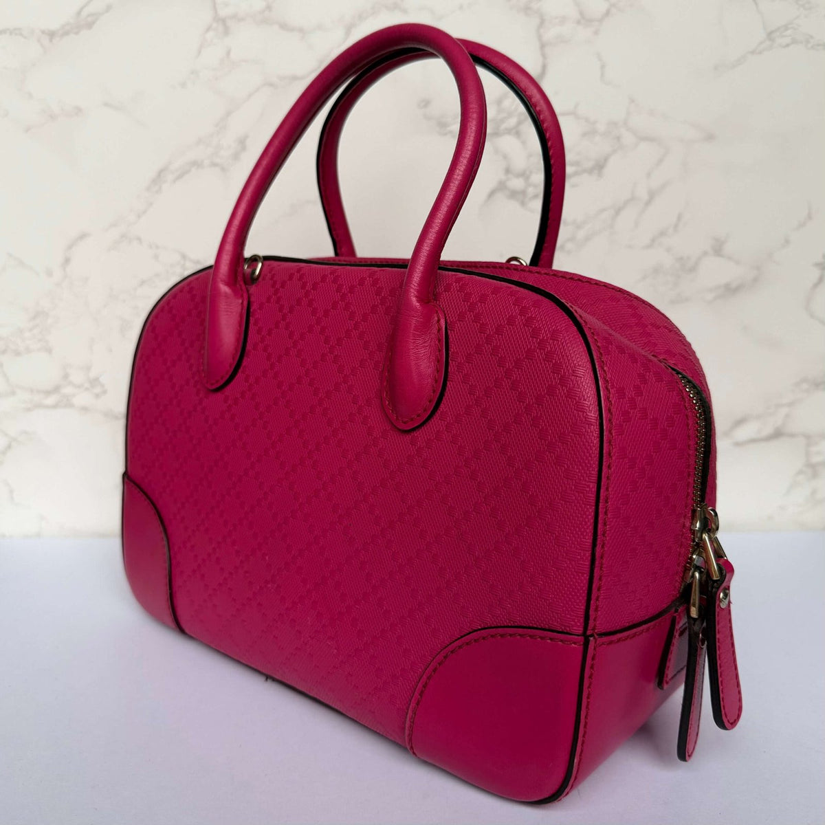 Gucci Diamanté tas roze achterzijde detail