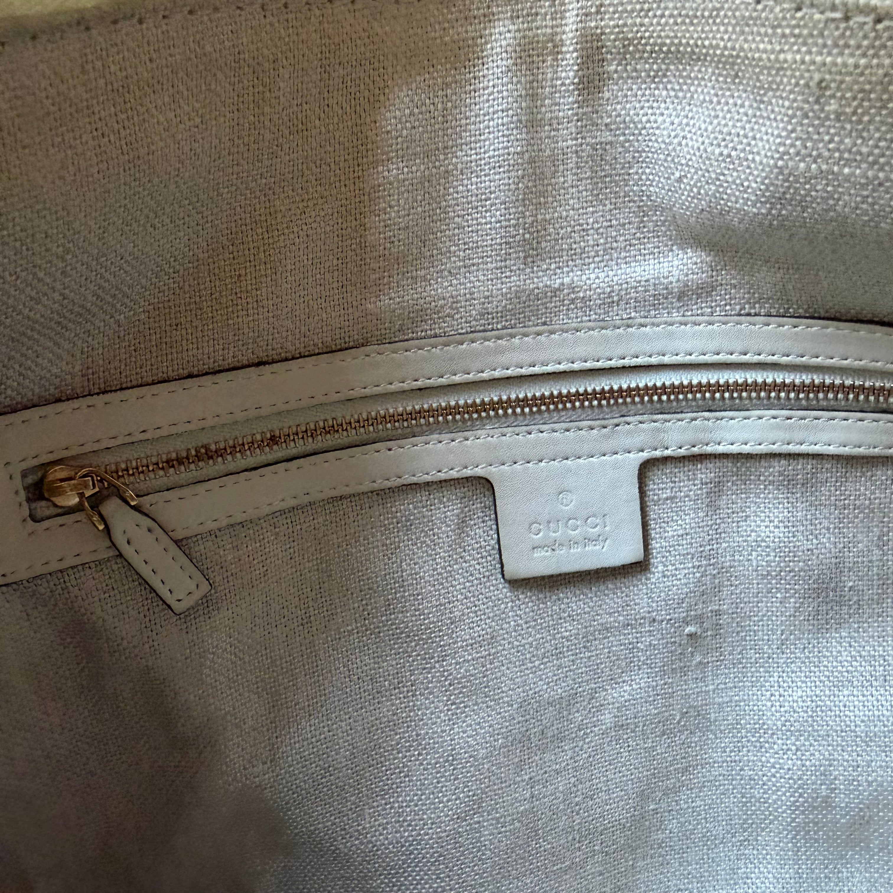 Gucci beige leren handgemaakte tote binnenkant overzicht