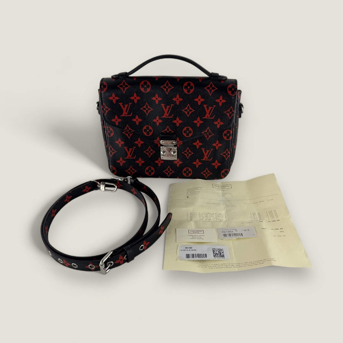 Louis Vuitton Pochette Métis Infrarouge with original invoice and Entrupy certificate
