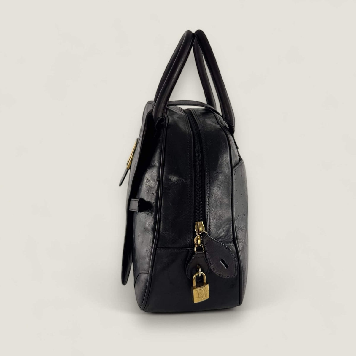 side Dior Saddle bowler ostrich leather