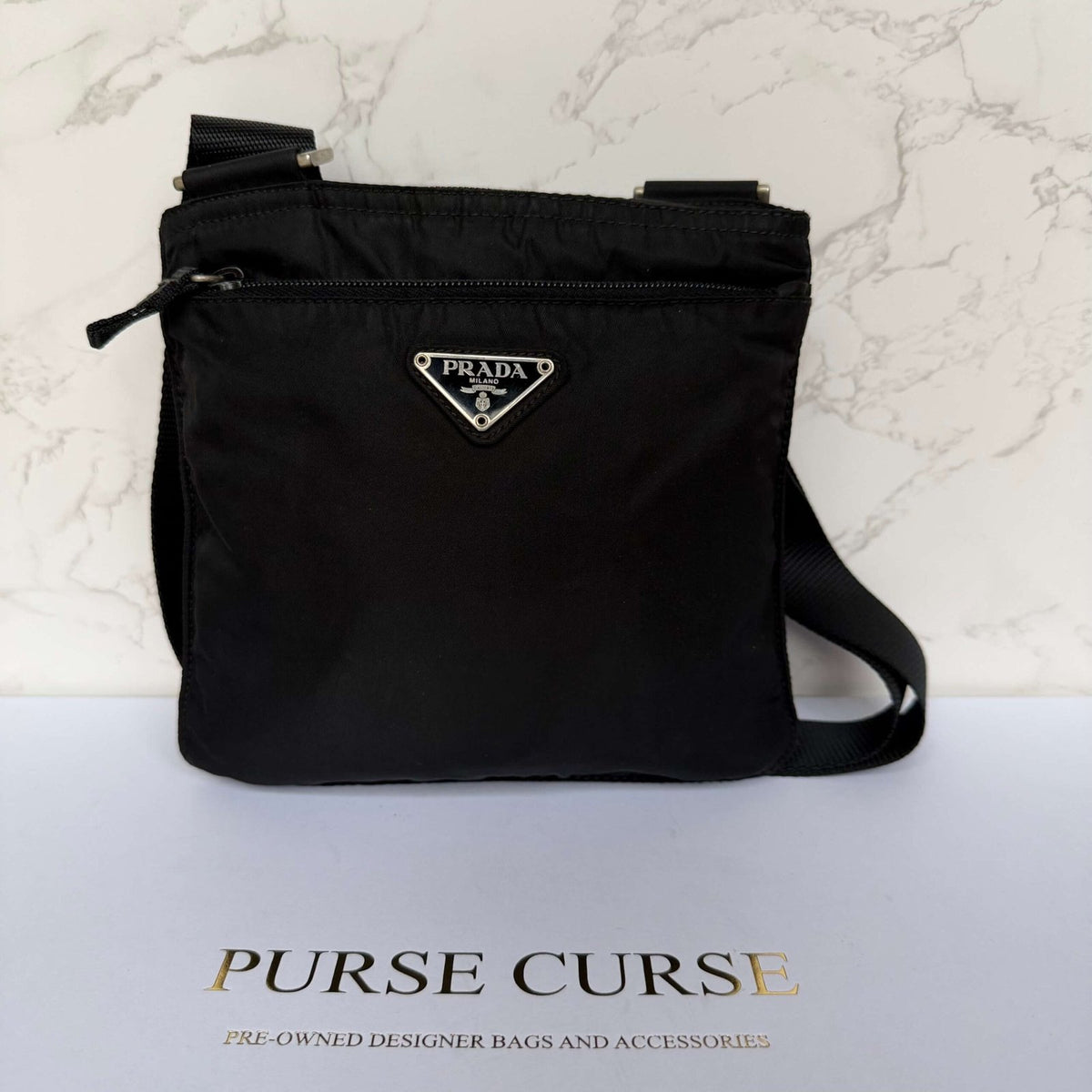 Prada nylon mini schoudertas zwart - pre-owned