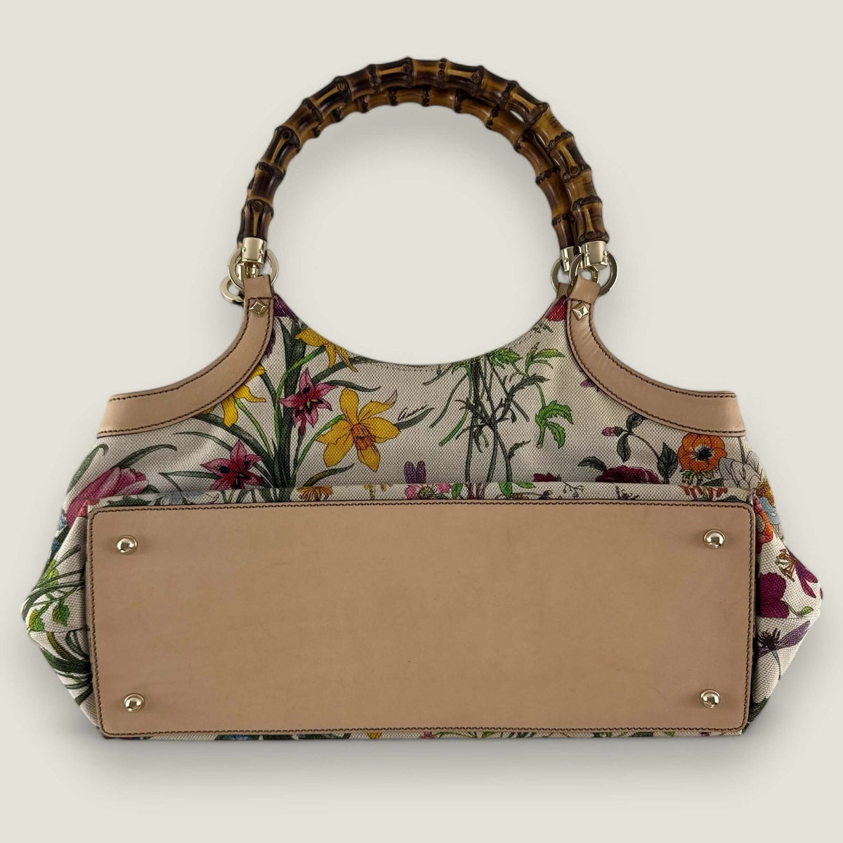 Tweedehands Gucci Bamboo flora handtas