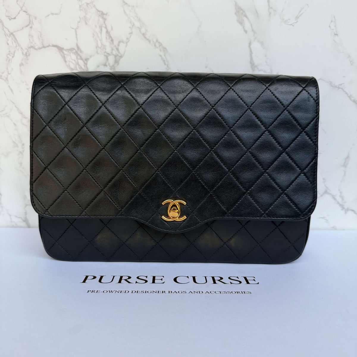 Tweedehands vintage Chanel schoudertas lamsleer