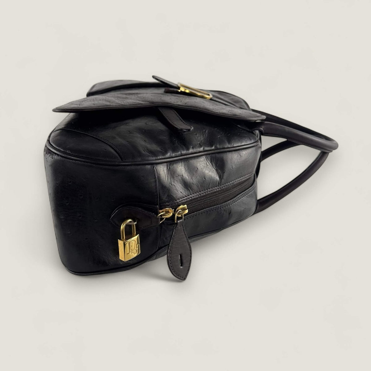 side view Dior Saddle bowling bag